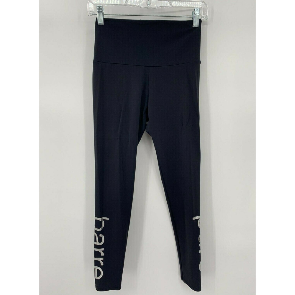 Onzie Pure Barre High Rise Silver Foil Leggings Black Women's Size S-M